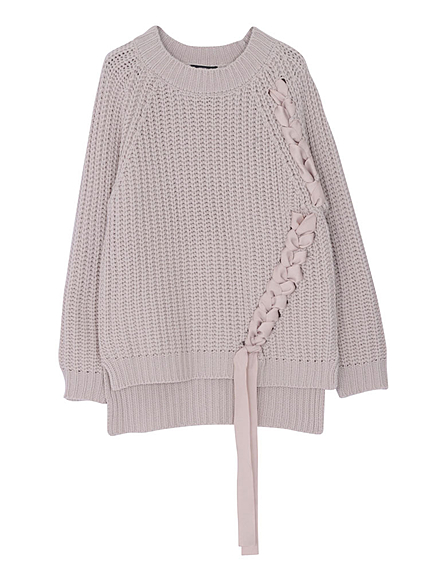 【CASUAL】レースアップケーブルニット