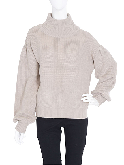 畔編ボリュームスリーブニット