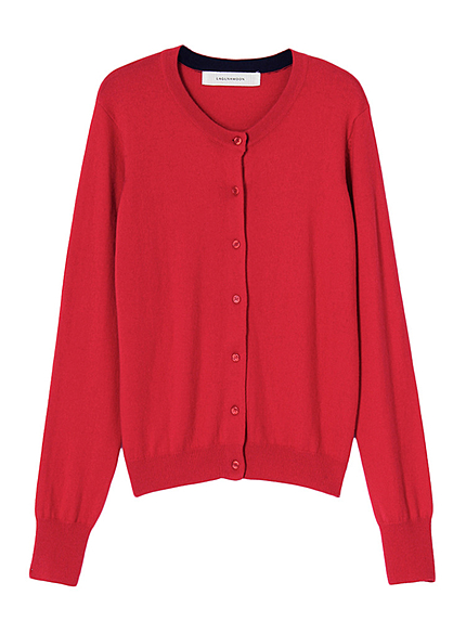 カシミア混Basicクルーネックカーデ