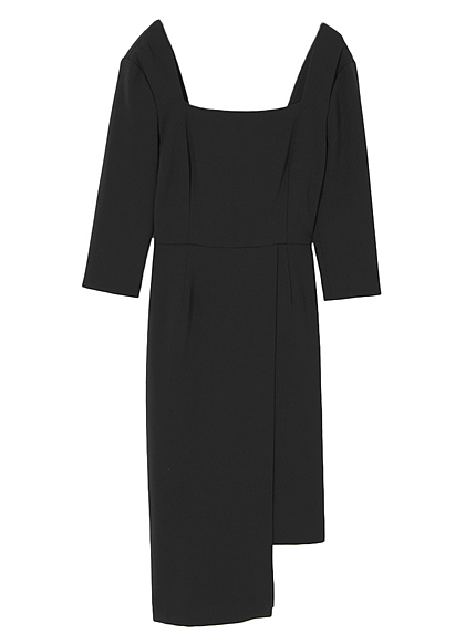 スクエアネックラップワンピース