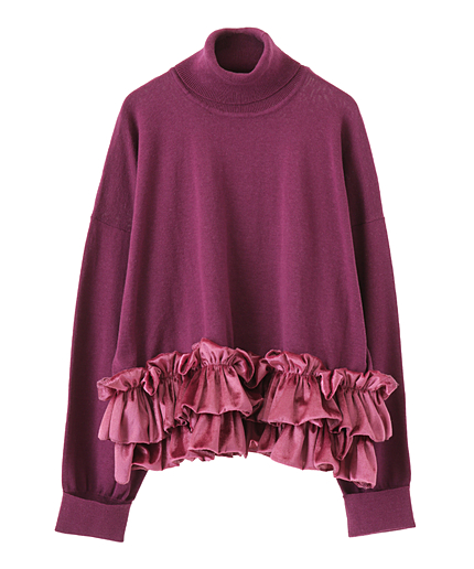 ベロアフリルタートルニット