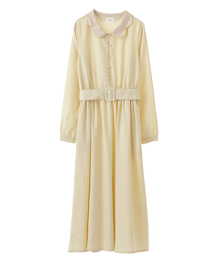 スカラップカラーワンピース