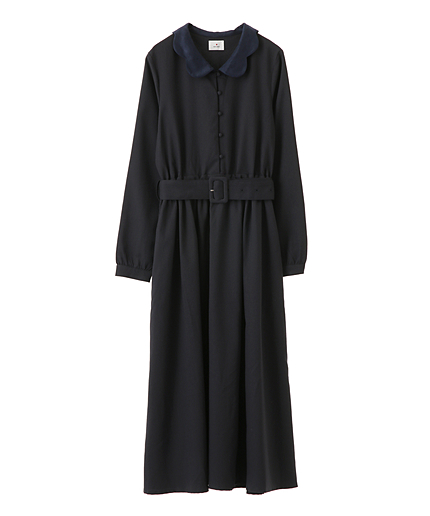 スカラップカラーワンピース