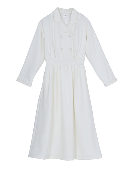 ベロアパイピングオープンカラーワンピース