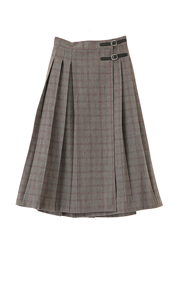 ベルトチェックミディスカート