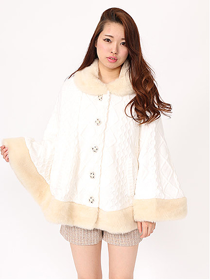 ビジューボアケーブルポンチョ