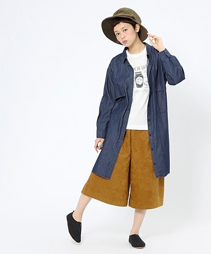 デニムロングシャツワンピース