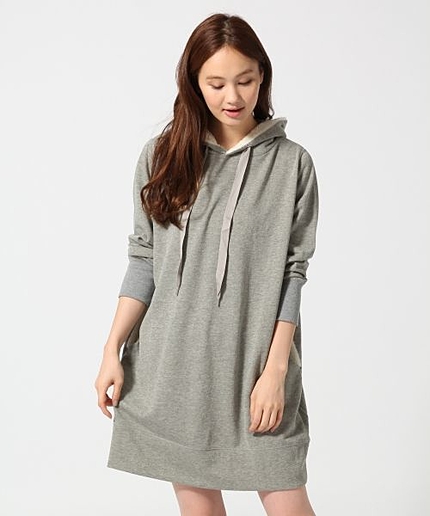 ボアフードスウェットワンピース