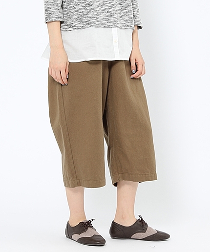 コットンリネンツイルウエストリブパンツ