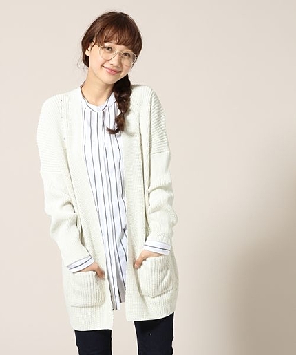 5ゲージアゼミドルカーディガンロングスリーブ