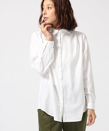 【機能性素材アイテム】ムジＡラインシャツチュニックＬＳ