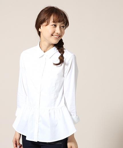 コットンペプラムブラウスロングスリーブ