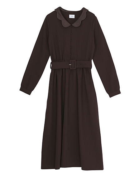 スカラップカラーワンピース