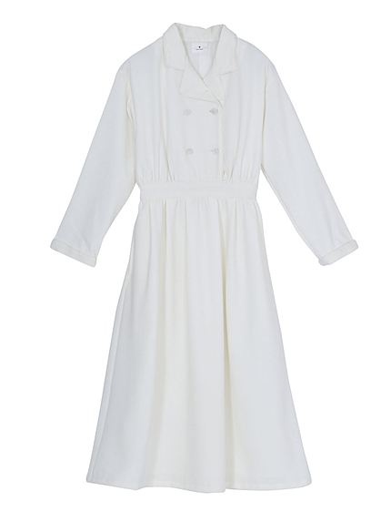 ベロアパイピングオープンカラーワンピース