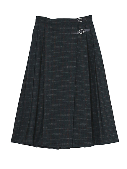 ベルトチェックミディスカート