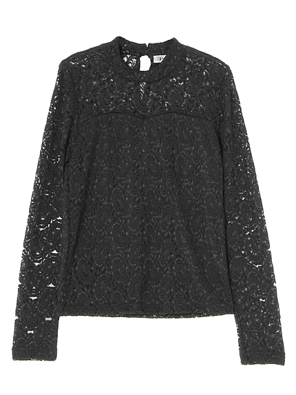 ハイネックレースロンT