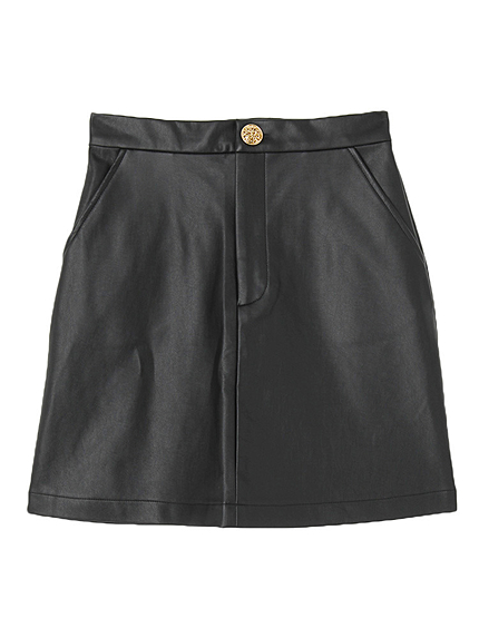 フェイクレザー台形スカート