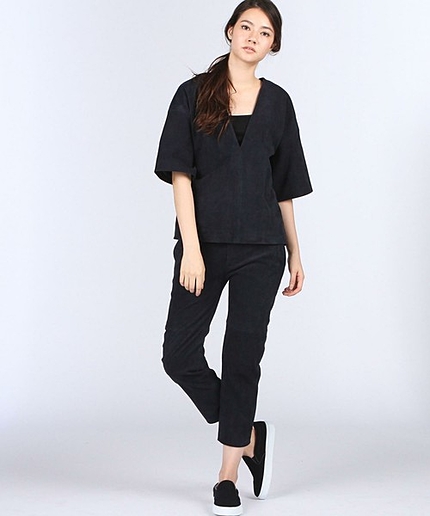 ENR ラムスエードタイトパンツ