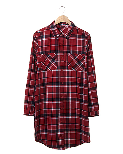 チェック柄ロング／シャツE