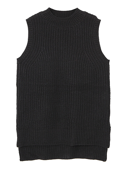 ハイネックノースリーブニット