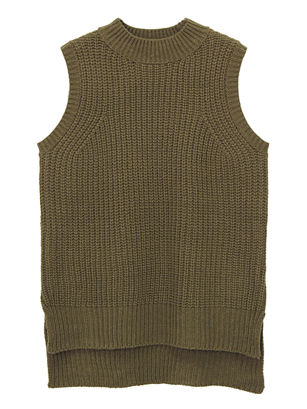 ハイネックノースリーブニット