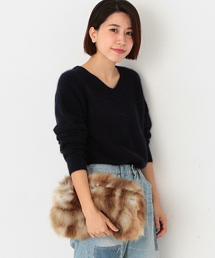 【予約】La Maison de Lyllis　フェイクファークラッチバッグ/ L/M/d/L FUR CLT