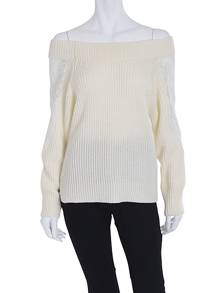 【DUO】 ブークレ×レース切替ニット