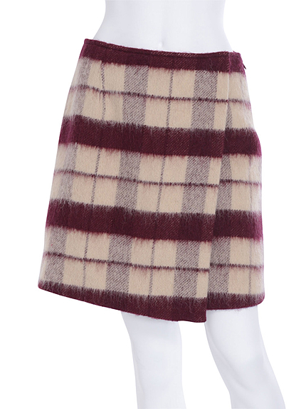 【DUO】 シャギーチェックラップスカート