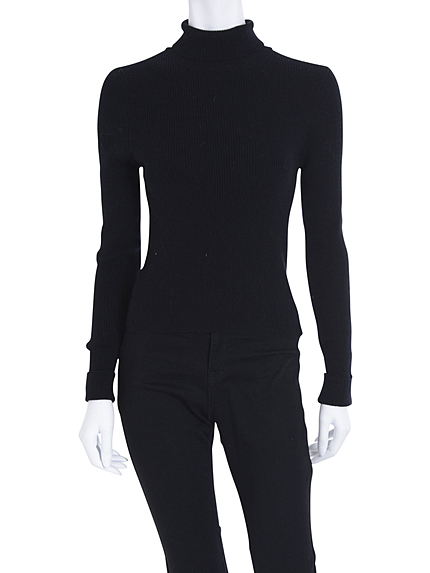 【DUO】 リブタートル袖折り返しニット