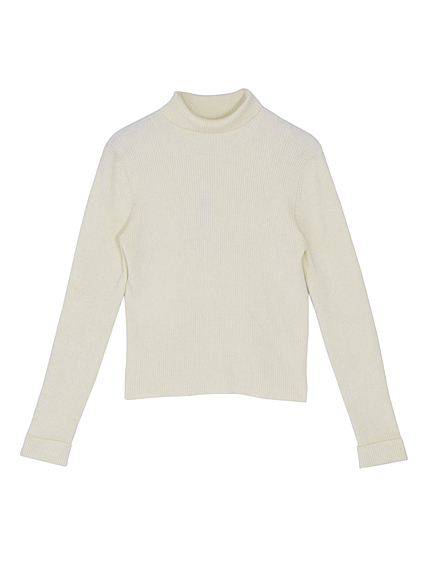【DUO】 リブタートル袖折り返しニット