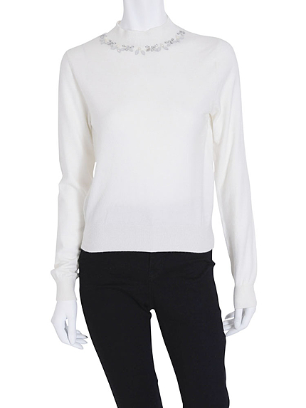 【DUO】 ビジュー付ハイネックニット