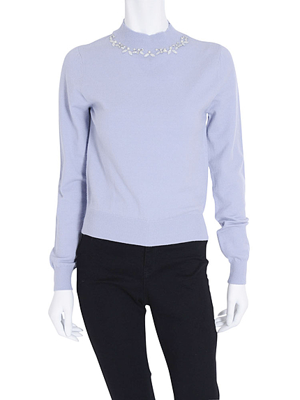 【DUO】 ビジュー付ハイネックニット