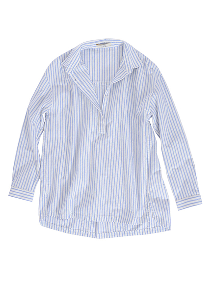 コットンストライプスキッパーシャツ