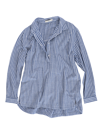 コットンストライプスキッパーシャツ