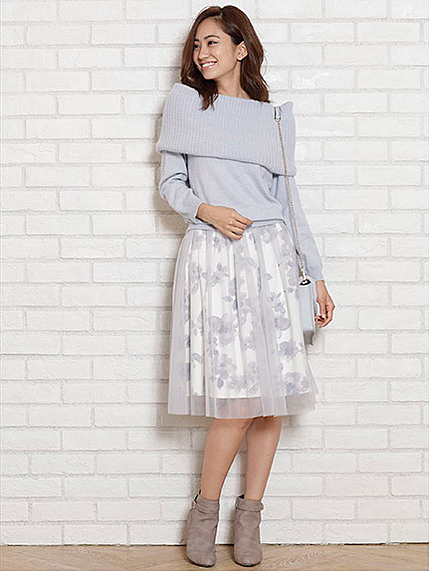 チュール重ね2WAY花柄スカート