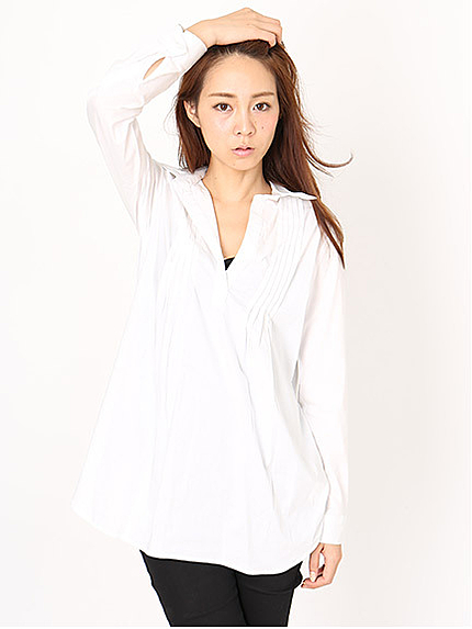 タック入りシャツチュニック