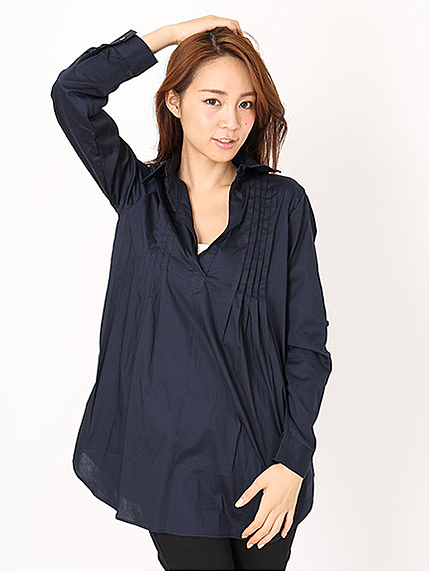 タック入りシャツチュニック