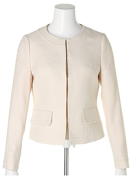 ツイードライトノーカラージャケット