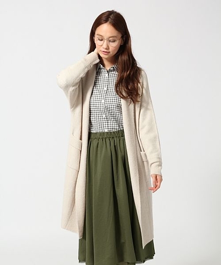 ７ゲージウールコンロングカーディガン長袖