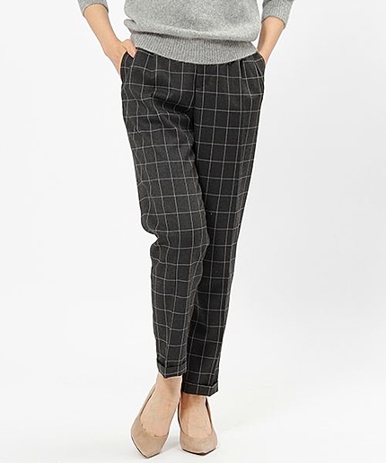 チェックテーパードパンツ