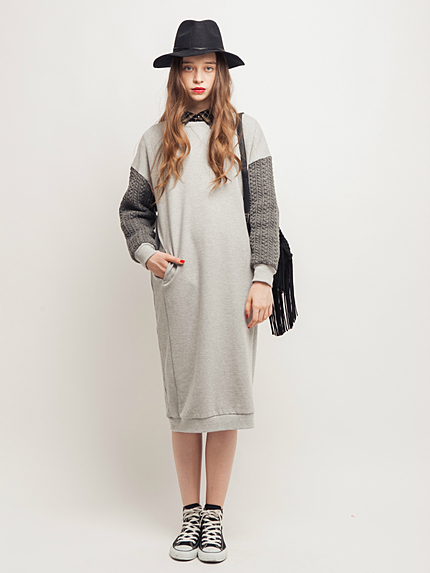 袖ニットスウェットOP