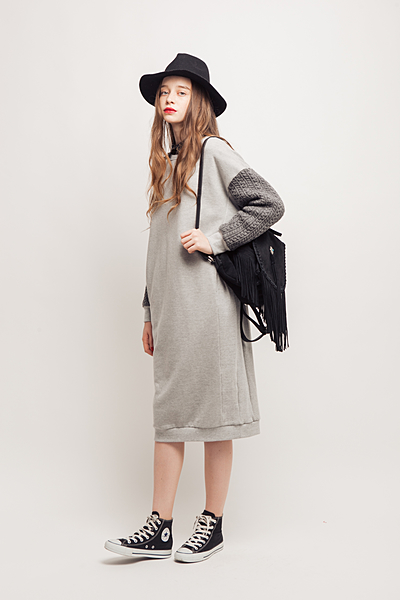 袖ニットスウェットOP