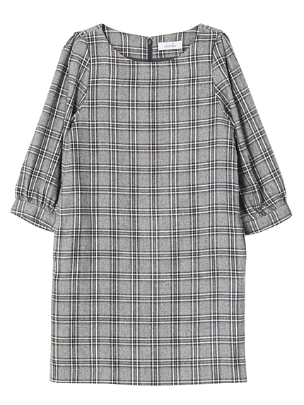 【dazzlin】チェック5分袖コクーンワンピース