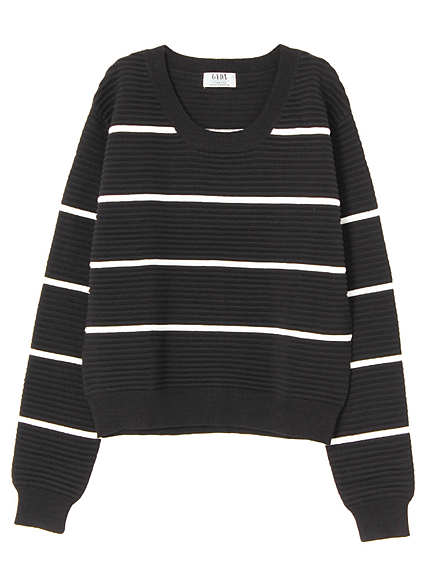 ピンタックボーダーニット