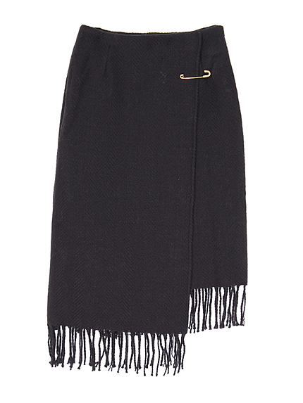 フリンジストールラップスカート