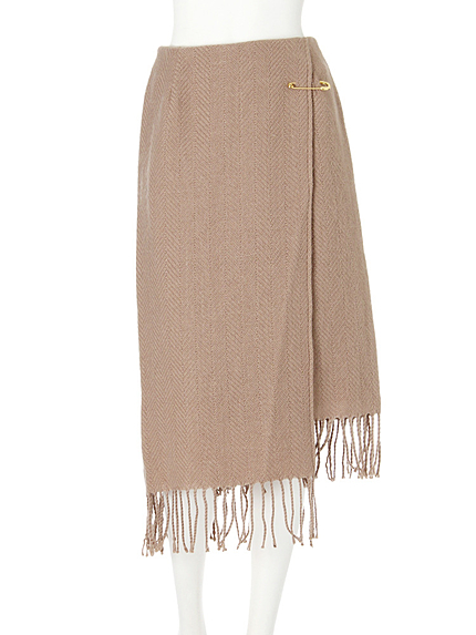 フリンジストールラップスカート