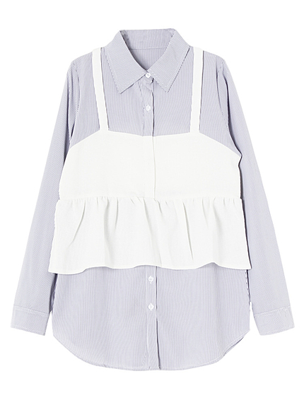 シャツレイヤードトップス