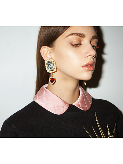 【SALE対象外】【PAMEO POSE ORIGINAL JEWELRY】SWINGING HEART JEWEL EARRINGS