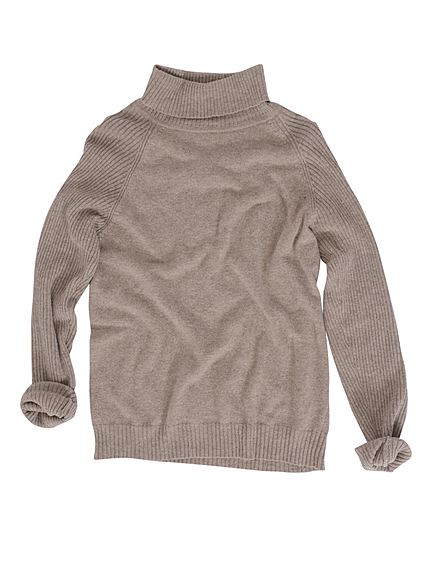 リブコンビタートルニット