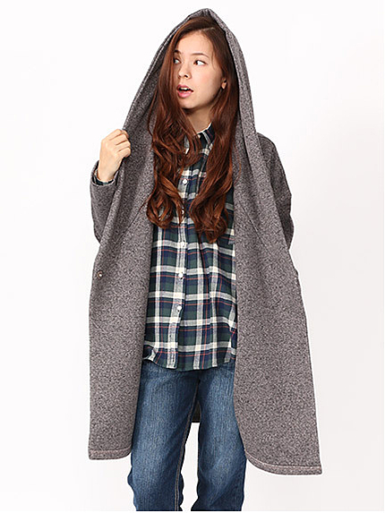 フード付きドロップゆるコート